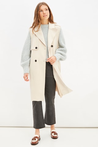 Mouwloze Trenchcoat - Ecru