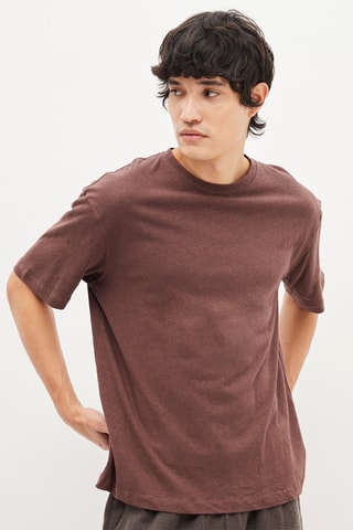 Linnen T-shirt - Bruin