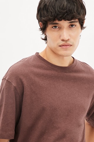 Linnen T-shirt - Bruin