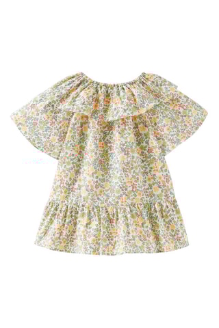 Top met Ruches - Zeegroen en Geel