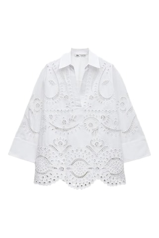 Top met Engelse borduursels - Wit