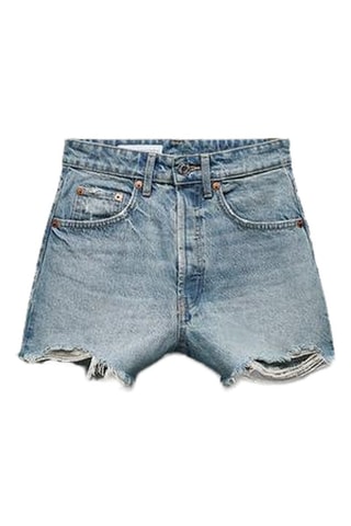 Spijkershort met Hoge Taille - Lichtblauw