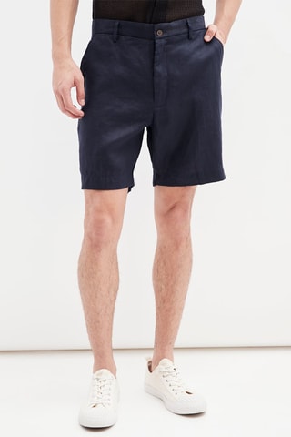 Linnen Bermuda Marineblauw