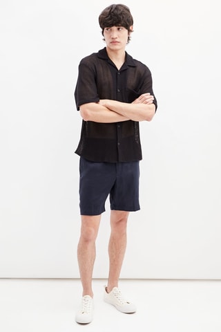 Linnen Bermuda Marineblauw