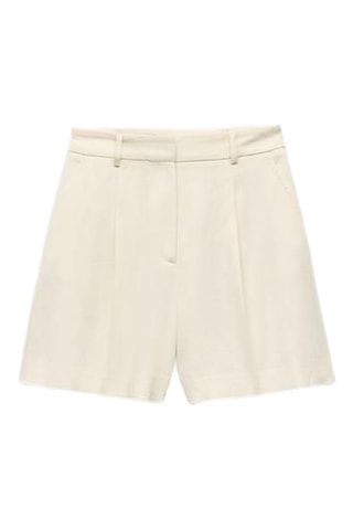 Linnen Bermuda Hoge Taille - Ecru