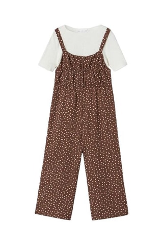 Jumpsuit Trompe-l’oeil - Wit en Bruin