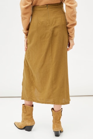 Lange Linnen Rok - Kaki