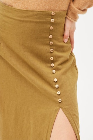 Lange Linnen Rok - Kaki