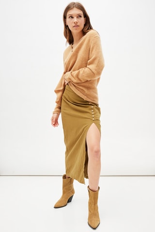 Lange Linnen Rok - Kaki