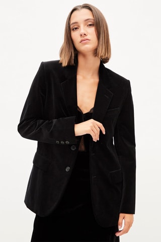 Velours Blazer - Zwart