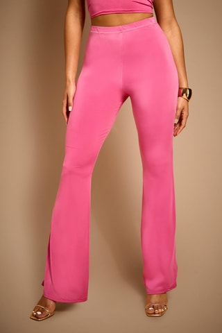 Calças bootcut cintura subida - Rosa