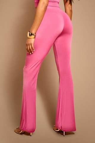 Calças bootcut cintura subida - Rosa