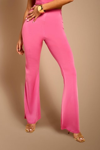 Calças bootcut cintura subida - Rosa