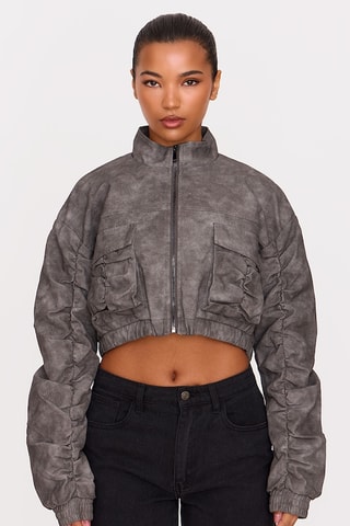 Casaco curto - Cinzento-escuro