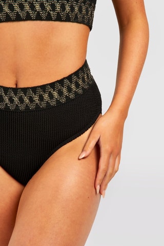 Parte de baixo de biquíni de cintura alta - Preto