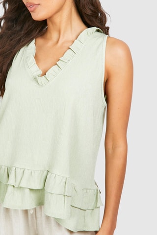 Top com folhos - Verde-claro