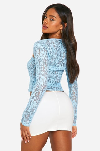 Crop top de renda - Azul-claro