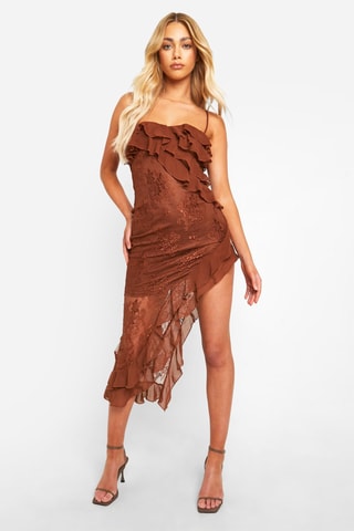 Vestido assimétrico - Castanho