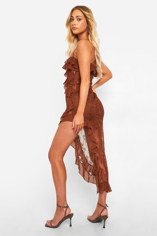 Vestido assimétrico - Castanho