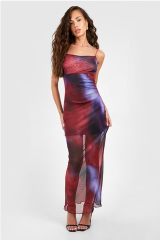 Vestido comprido - Vermelho e violeta