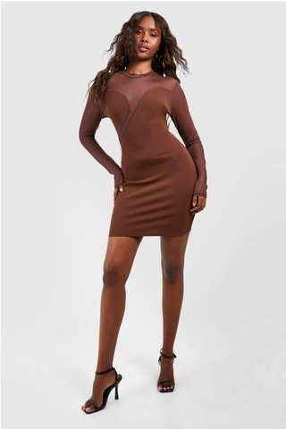 Vestido justo - Castanho