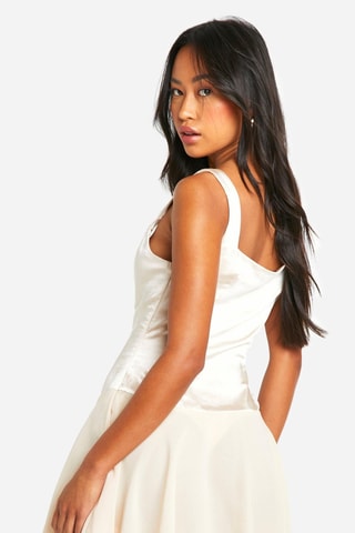 Robe patineuse bi-matière - Crème