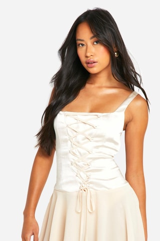 Robe patineuse bi-matière - Crème