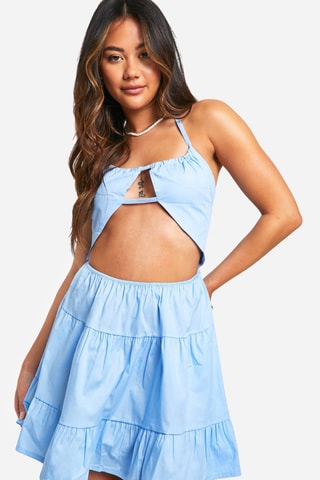 Vestido efeito ilusório - Azul-celeste