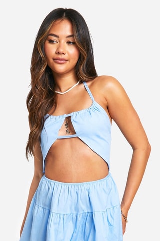 Vestido efeito ilusório - Azul-celeste