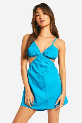 Vestido trapézio - Azul-pato