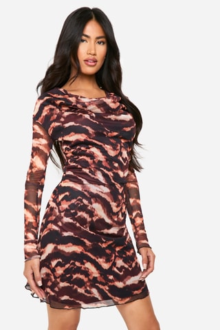 Vestido estilo patinadora - Castanho