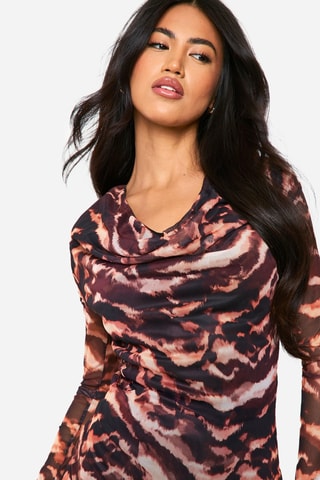 Vestido estilo patinadora - Castanho