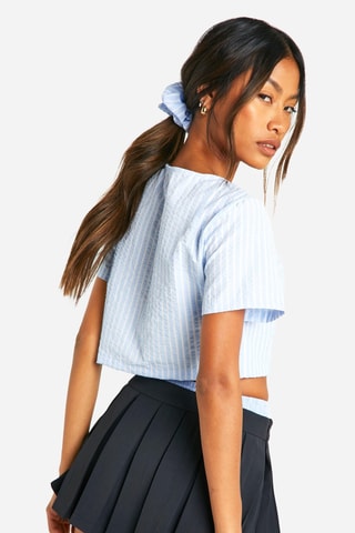 Blusa e elástico - Azul-claro