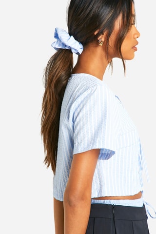 Blusa e elástico - Azul-claro