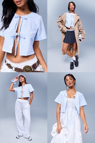 Blusa e elástico - Azul-claro