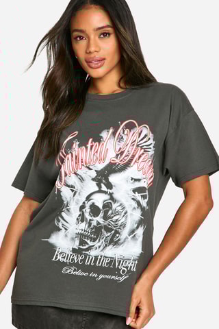 T-shirt oversize - Cinzento-escuro