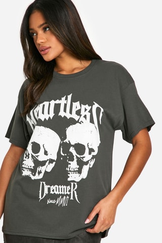 T-shirt oversize - Cinzento-escuro