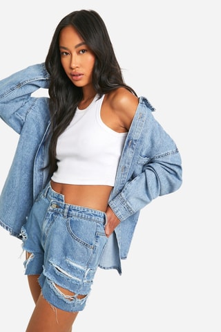 Calções de ganga - Azul-claro