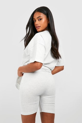 Calções ciclista cintura subida - Cinzento-claro mesclado