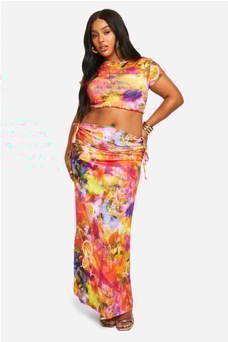 Crop top e saia comprida - Laranja