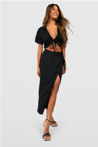 Blusa e saia traçada - Preto