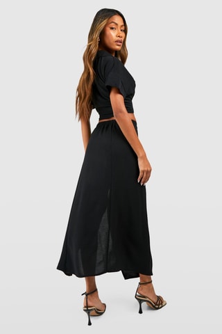 Blusa e saia traçada - Preto