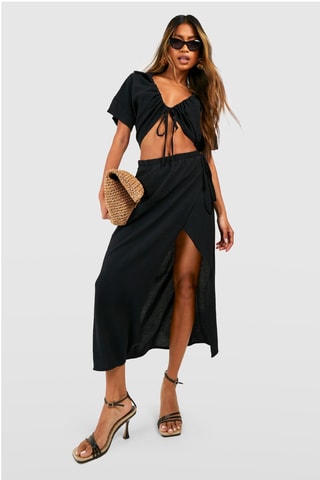 Blusa e saia traçada - Preto