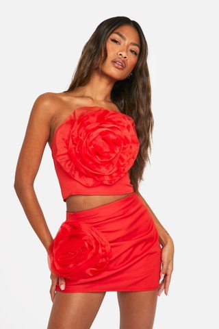 Minijupe taille haute - Rouge