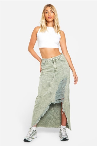 Jupe longue en jean - Kaki