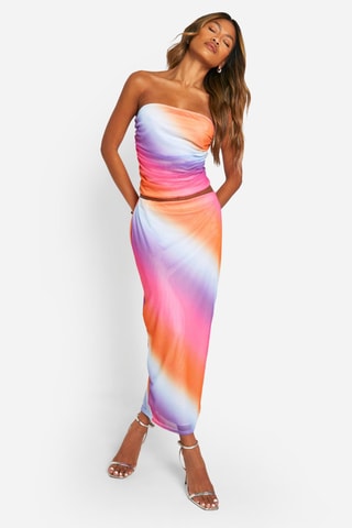 Jupe fourreau - Orange et rose