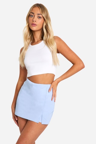Jupe-short taille haute - Bleu clair