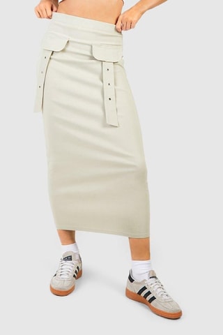 Jupe longue taille haute - Beige