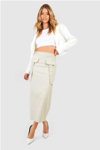 Jupe longue taille haute - Beige