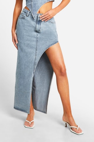 Jupe asymétrique en jean - Bleu clair